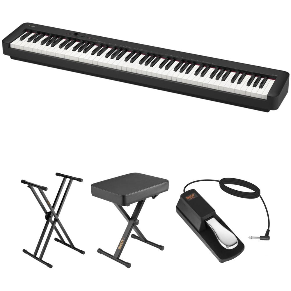 Piano Digital Portátil Casio CDP-S160 de 88 Teclas con Soporte, Banco y Pedal (Negro) - Teclas de Ac