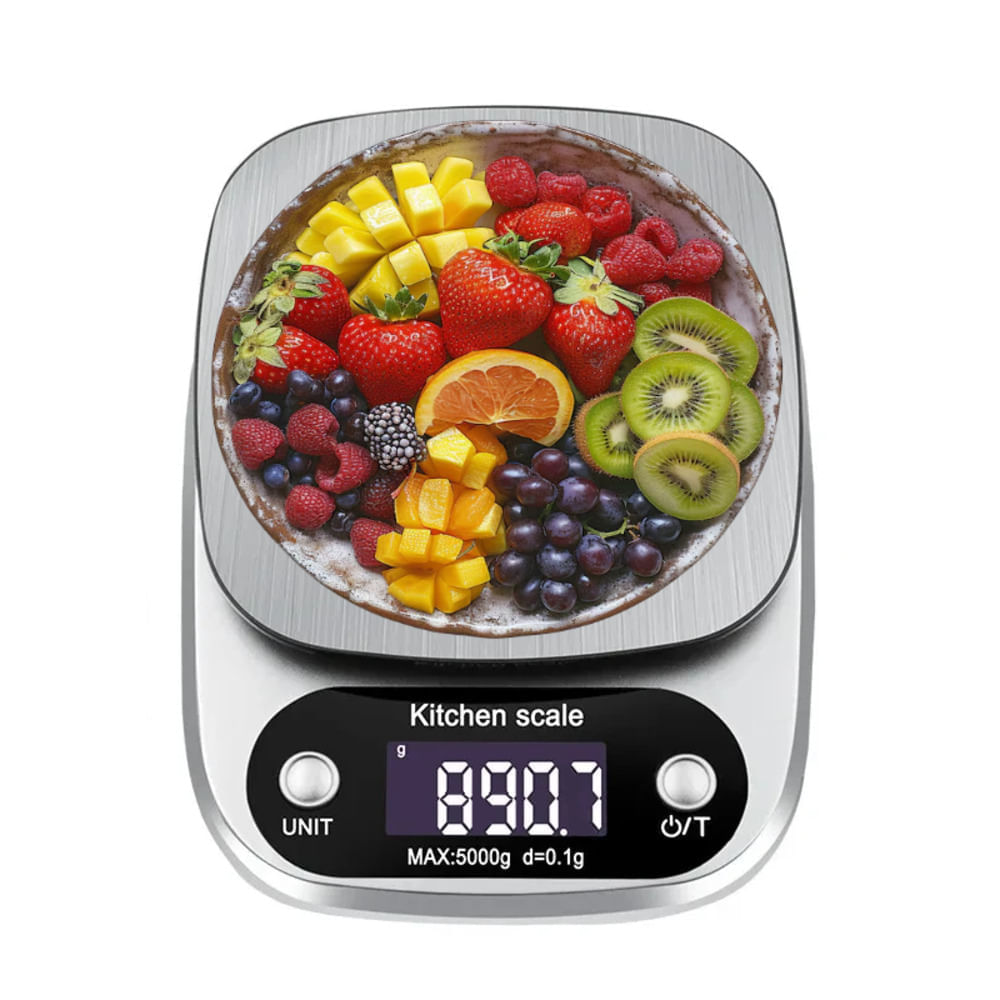 Balanza Digital Gramera Cocina 5kg con Plataforma de Acero Inoxidable