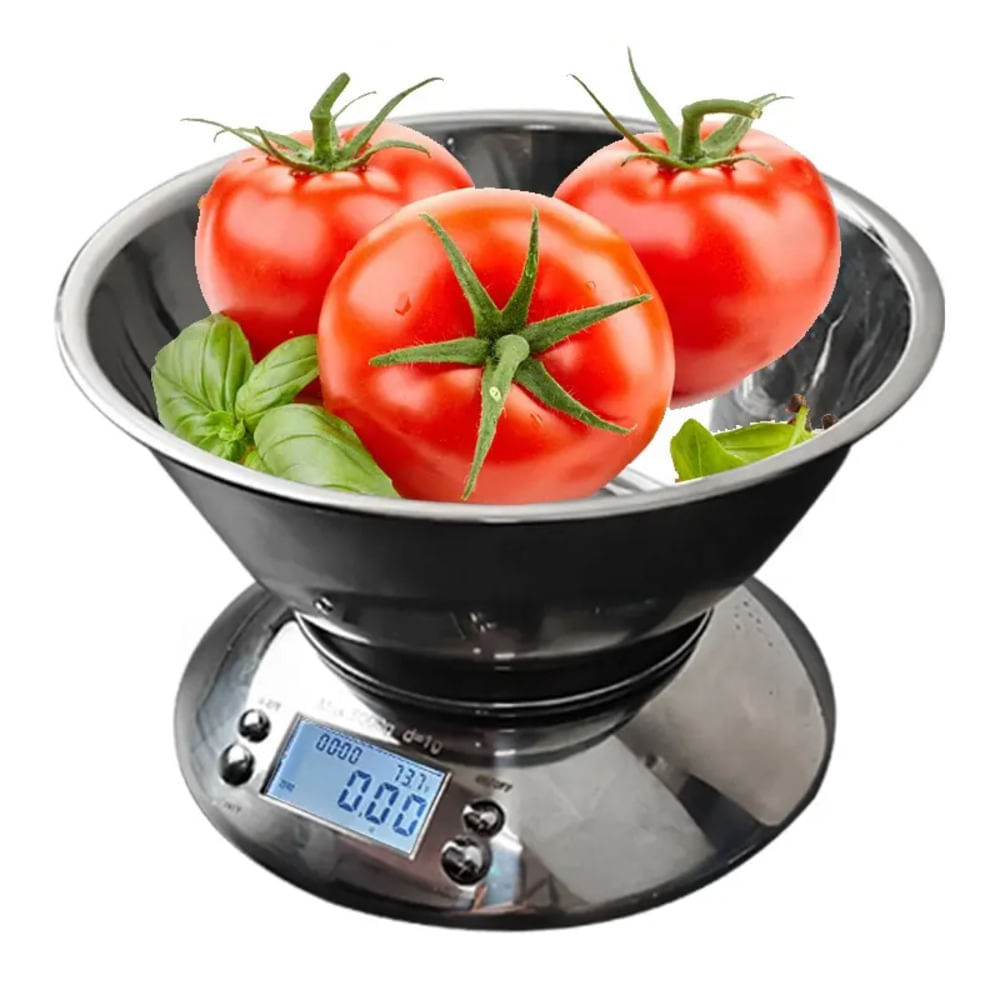 Balanza Digital Gramera 5kg de Acero Inoxidable con Temporizador y Termómetro para Cocina