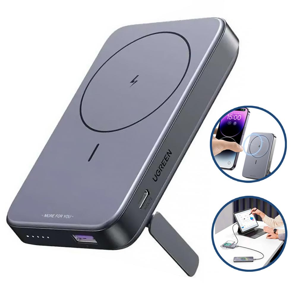 Power Bank Magnético UGREEN 10000mAh Magnetic Wireless Power Bank - Space Gray PB206