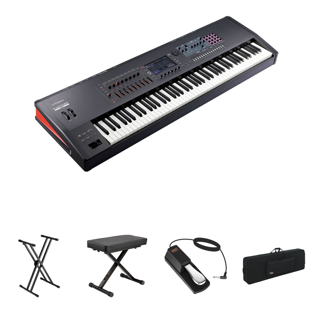 Roland Fantom 8 EX - Teclado Workstation de 88 Teclas con Soporte Doble-X, Banco de Piano X-Style, P
