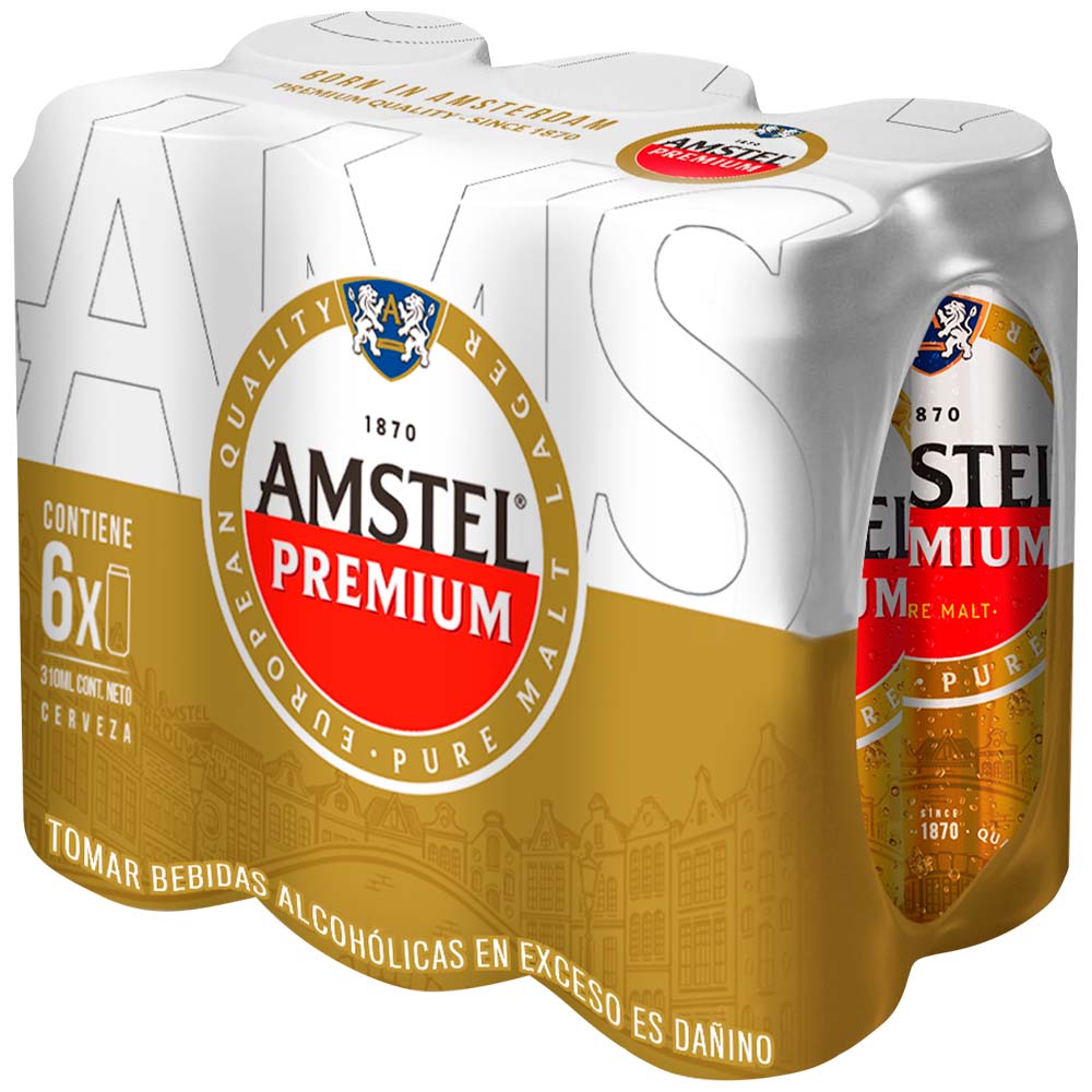Cerveza AMSTEL Lata 310ml Paquete 6un