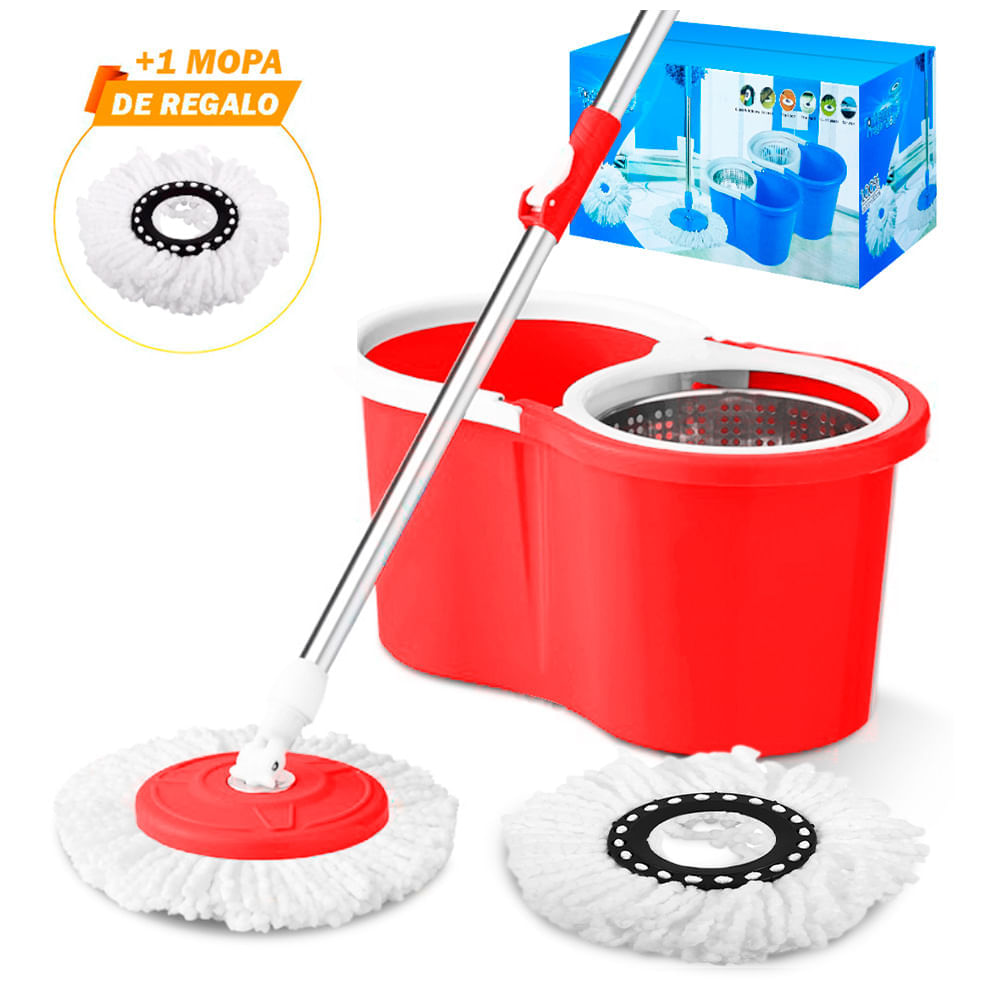 Trapeador con Escurridor Giratorio Rojo 88S Y Mopa de Regalo