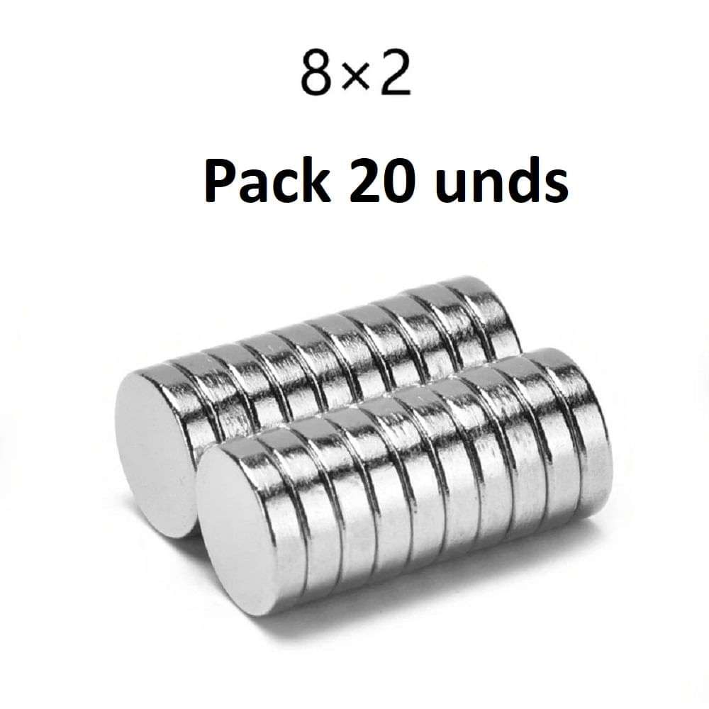 Iman De Neodimio Modelo Disco 08mmx2mm Pack 20 unds