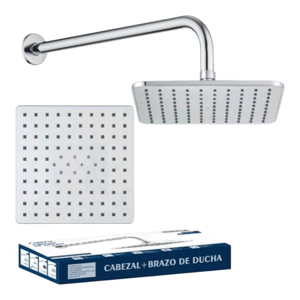 Cabeza Ducha Española cuadrado ABS 20cm con Brazo de 40cm Acero