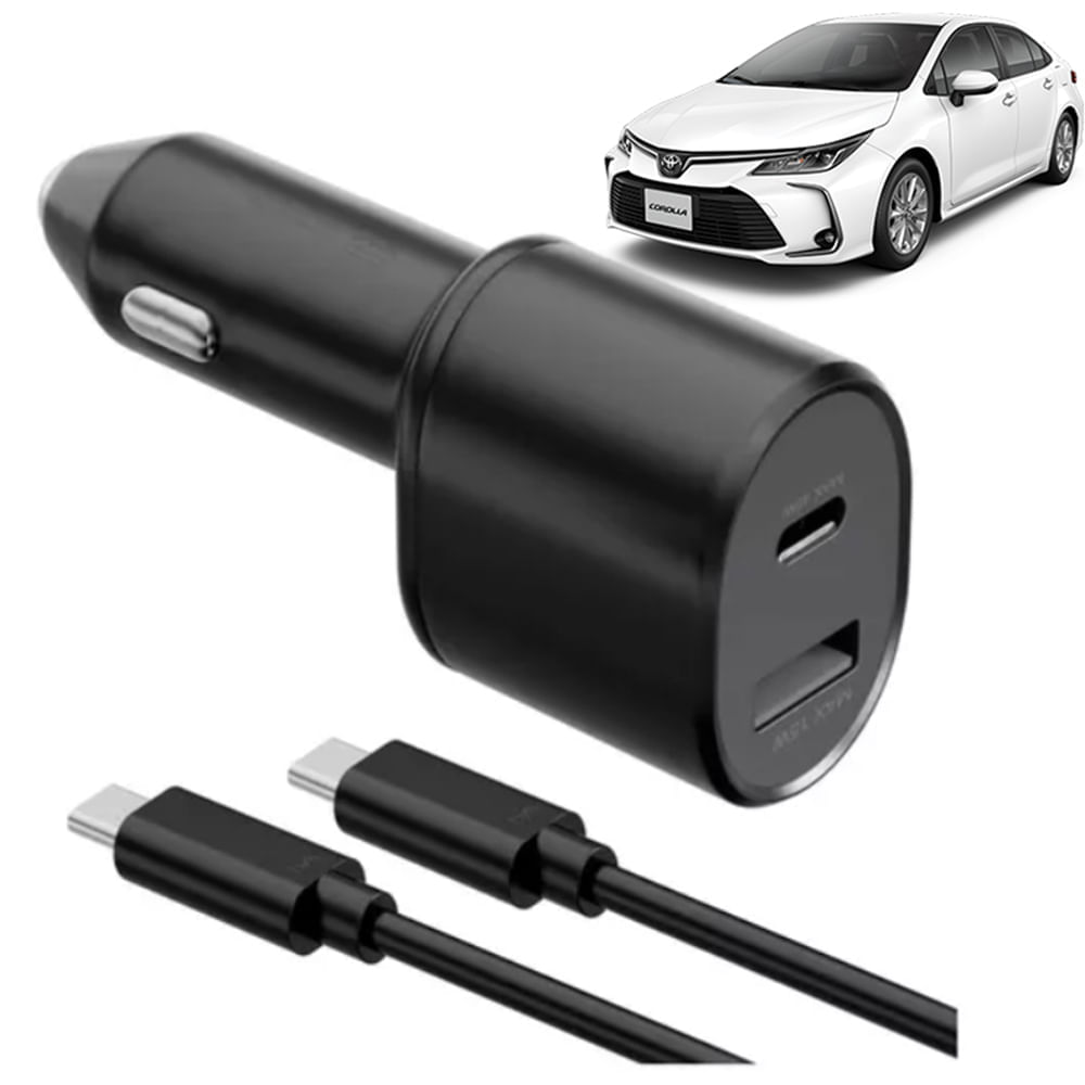 Cargador De Auto Usb Tipo C 45w + 15w Dual Carga Rápida