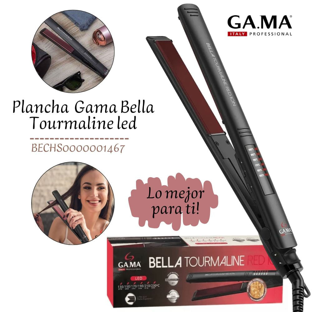 Plancha Alisadora Gama Bella Tourmaline Red Ion Led