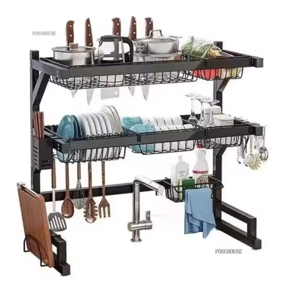 Organizador de Platos de 2 Niveles 85CM Escurridor de Menaje de Cocina