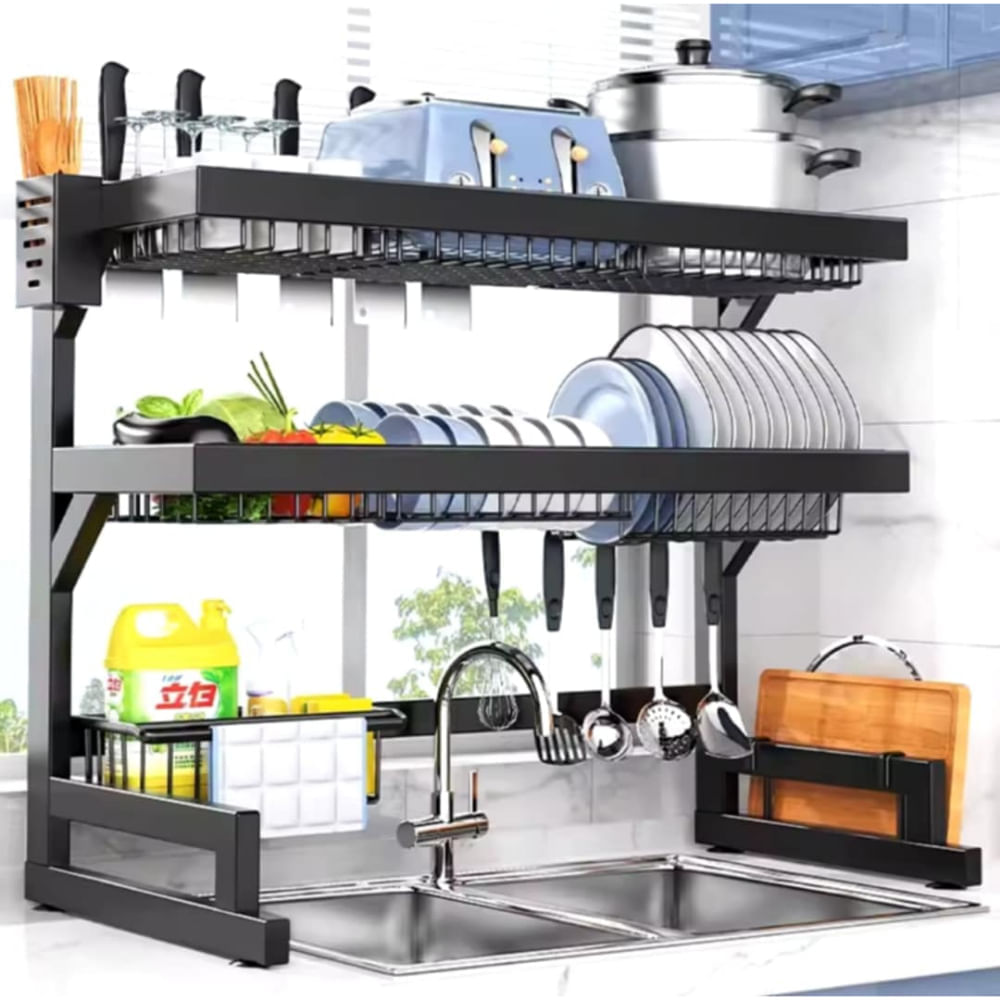 Portaplatos Organizador de 2 Niveles 85CM Escurridor de Cocina