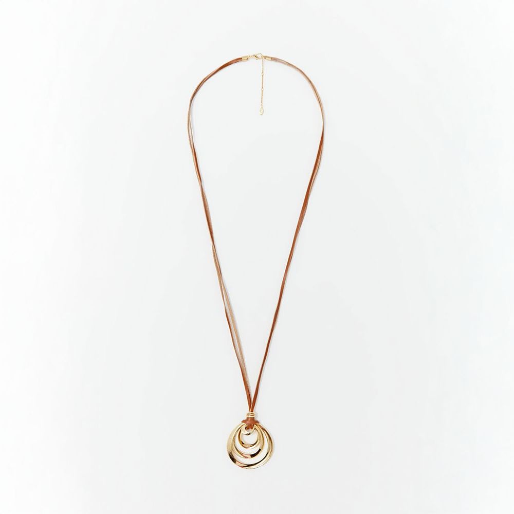 Collar Sfera Mujer Piel Aros Oro