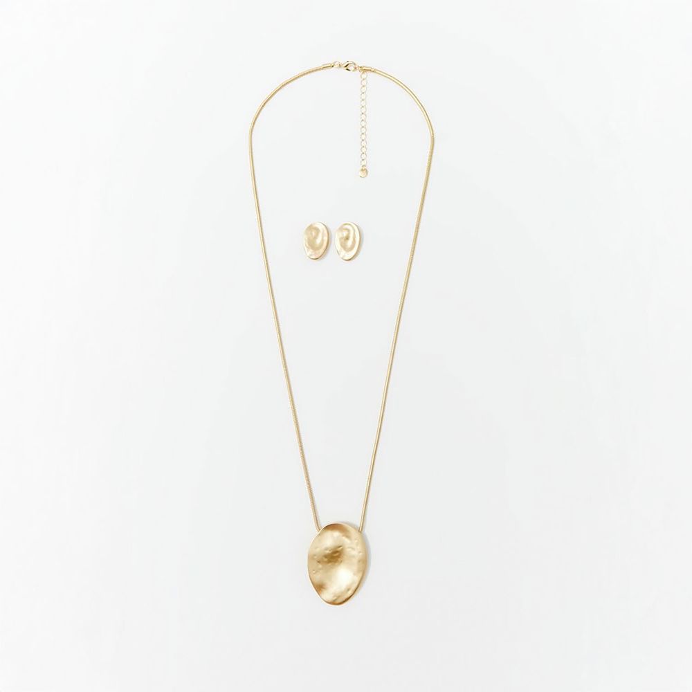 Set de Collar y Aretes Sfera Mujer Pieza Irregular Oro