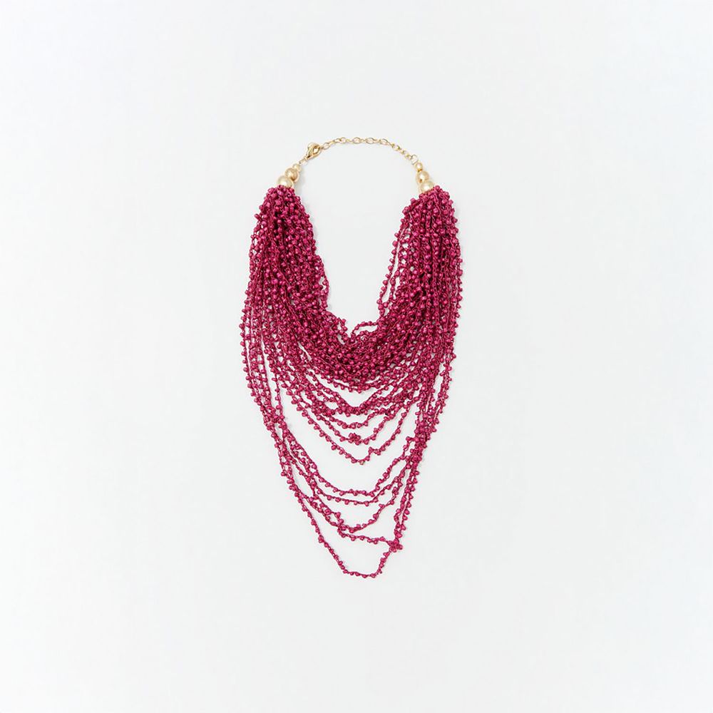 Collar Sfera Mujer Vueltas Textil Rosa