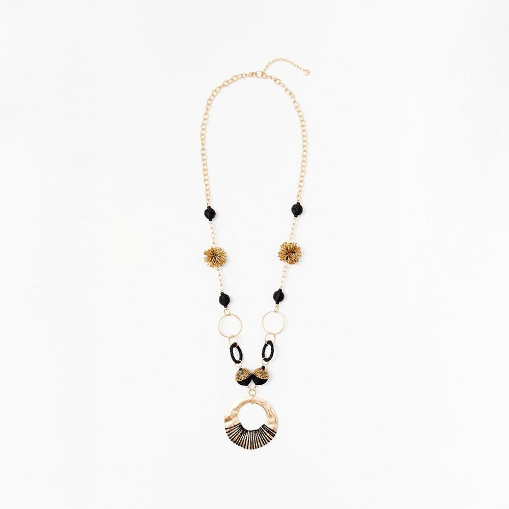 Collar Sfera Mujer Aro Macramé Negro