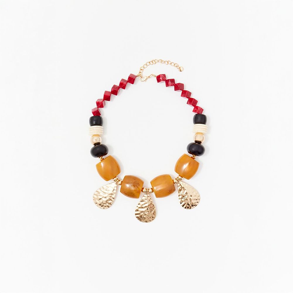 Collar Choker Sfera Mujer Resina Metal Burdeos