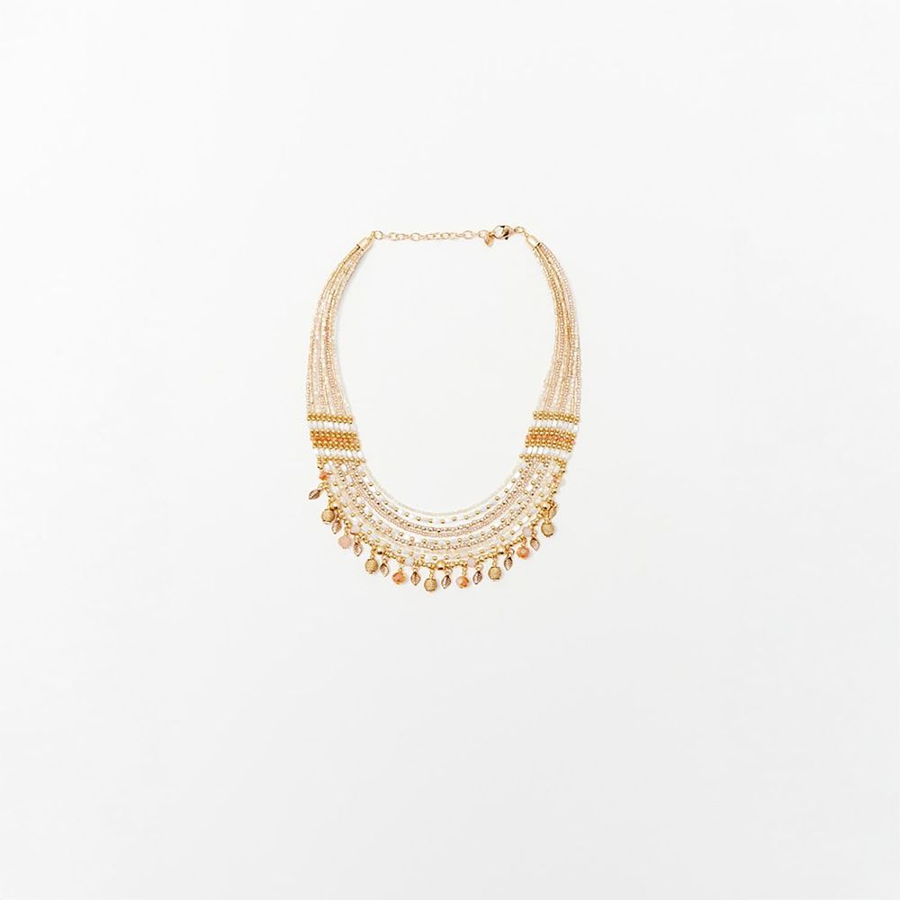 Choker Sfera Mujer Plano Cuentas Blanco Roto