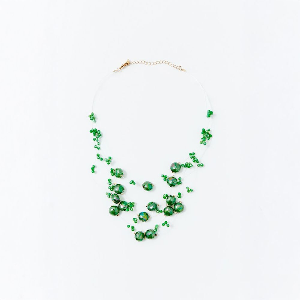 Collar Sfera Mujer Piedras Facetadas Verde