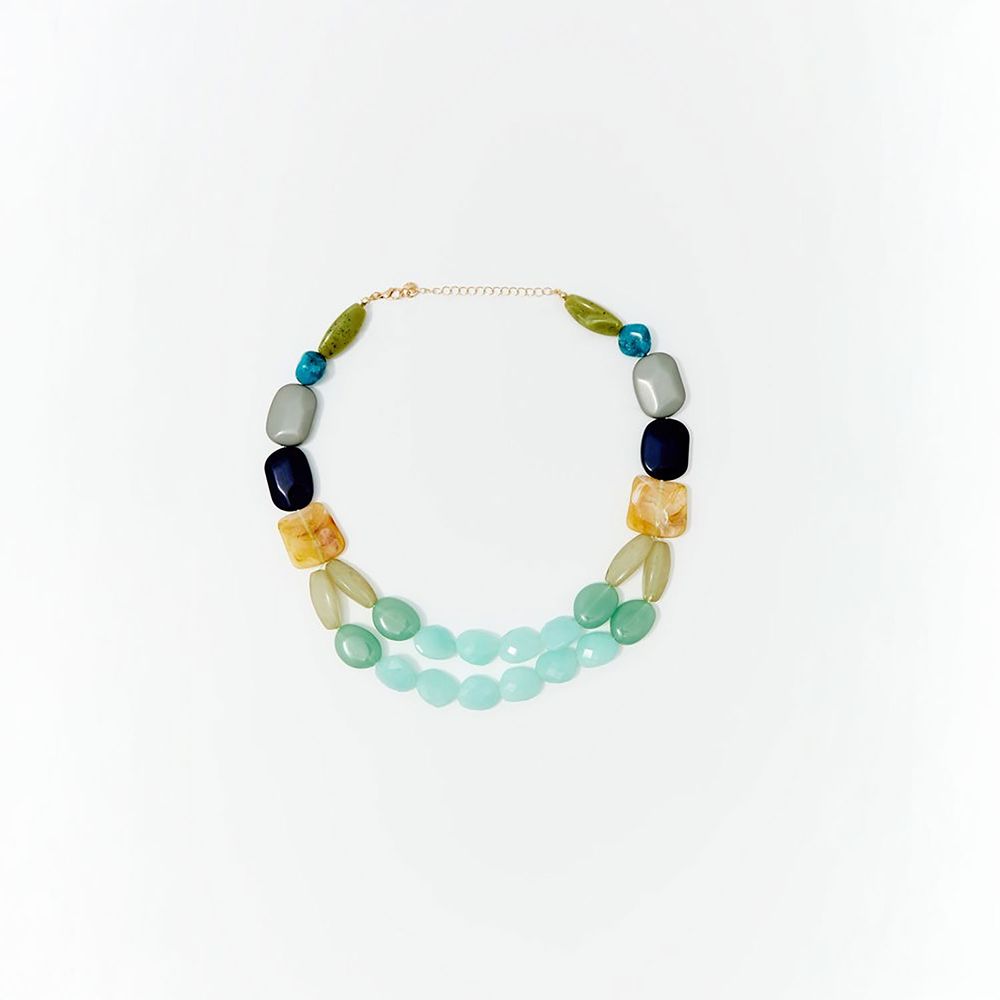 Collar Choker Sfera Mujer Doble Piedras Verde