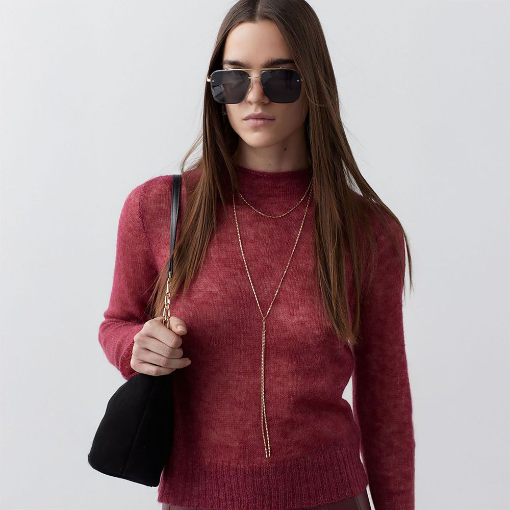 Conjutno de Collar y Aretes Sfera Mujer Minimal Oro