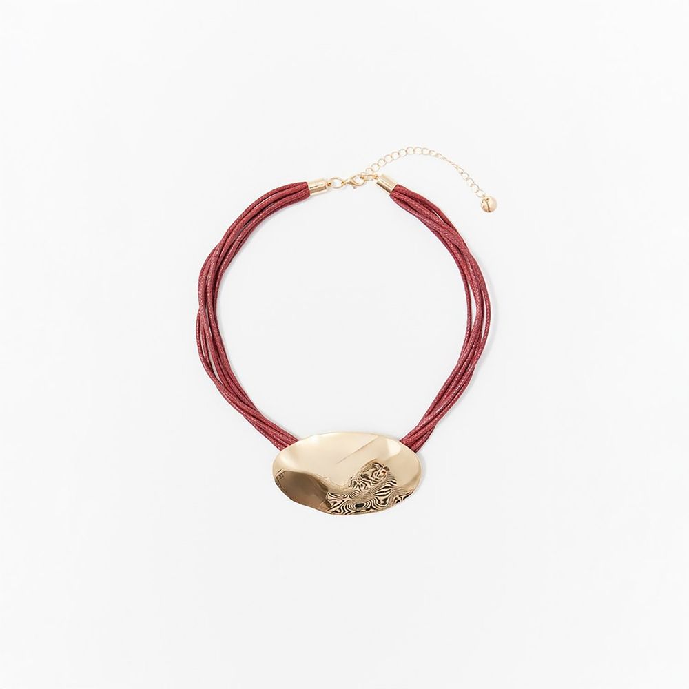 Collar Choker Sfera Mujer Multicuerdas Pieza Burdeos
