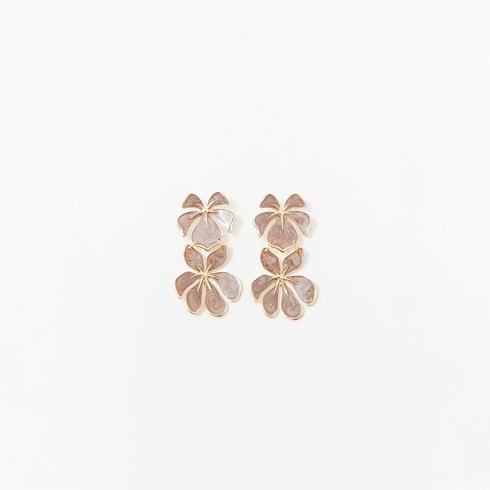 Aretes Sfera Mujer Flor Taupe