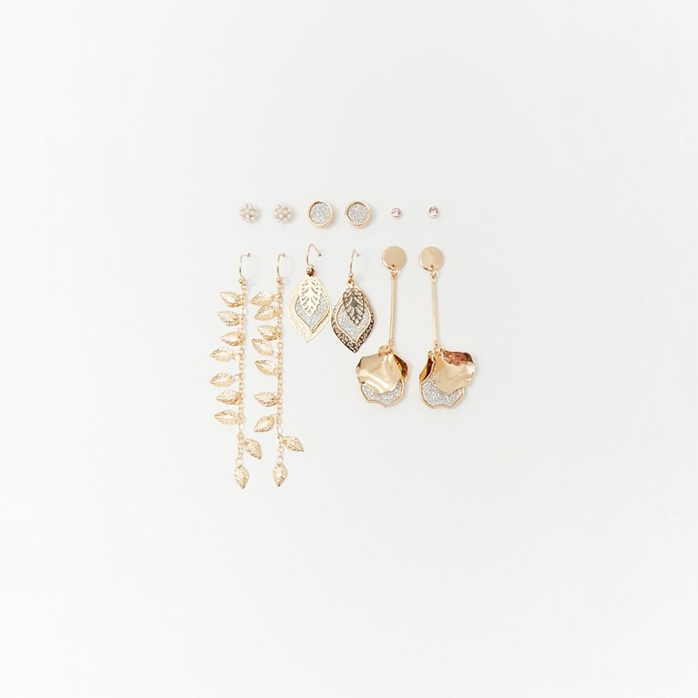 Set de Aretes Sfera Mujer Largos Oro