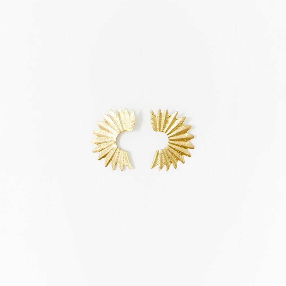 Aretes Sfera Mujer Abanicos Oro