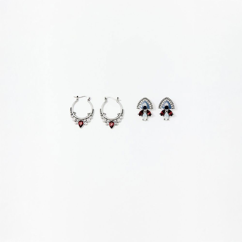 Set de Aretes Sfera Mujer 2 Étnicos Joya Plata