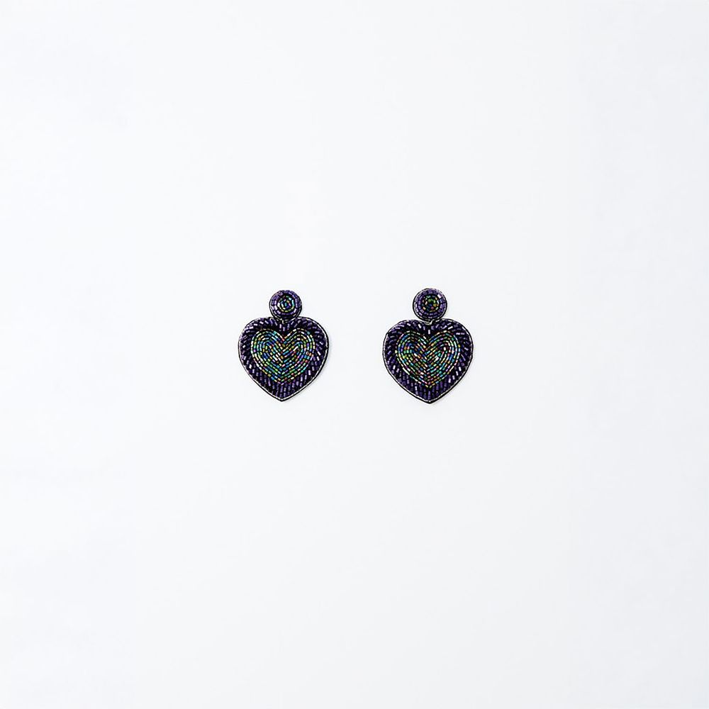 Aretes Sfera Mujer Corazones Brillos Violeta