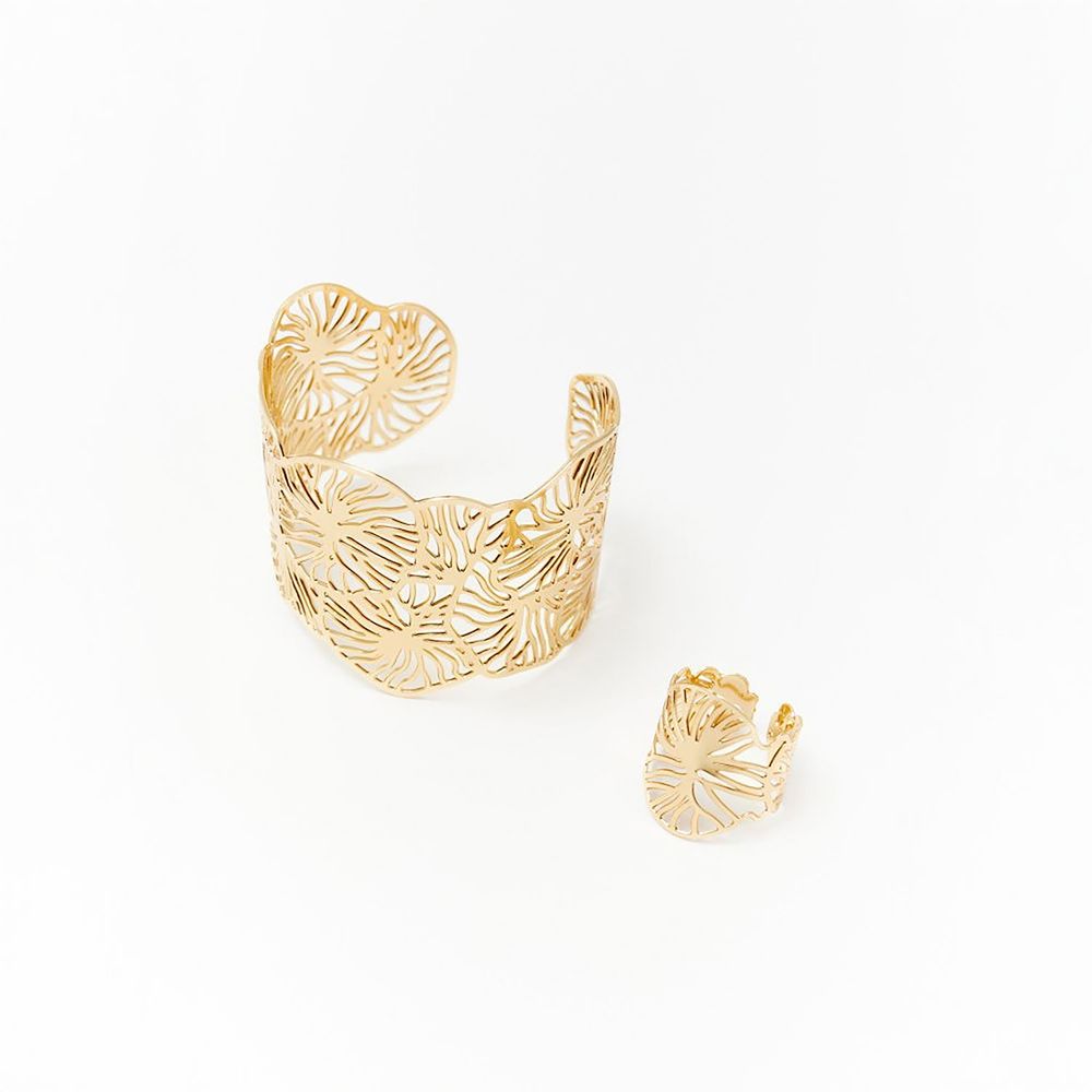 Set de Anillos y Pulsera Sfera Mujer Filigrana Oro