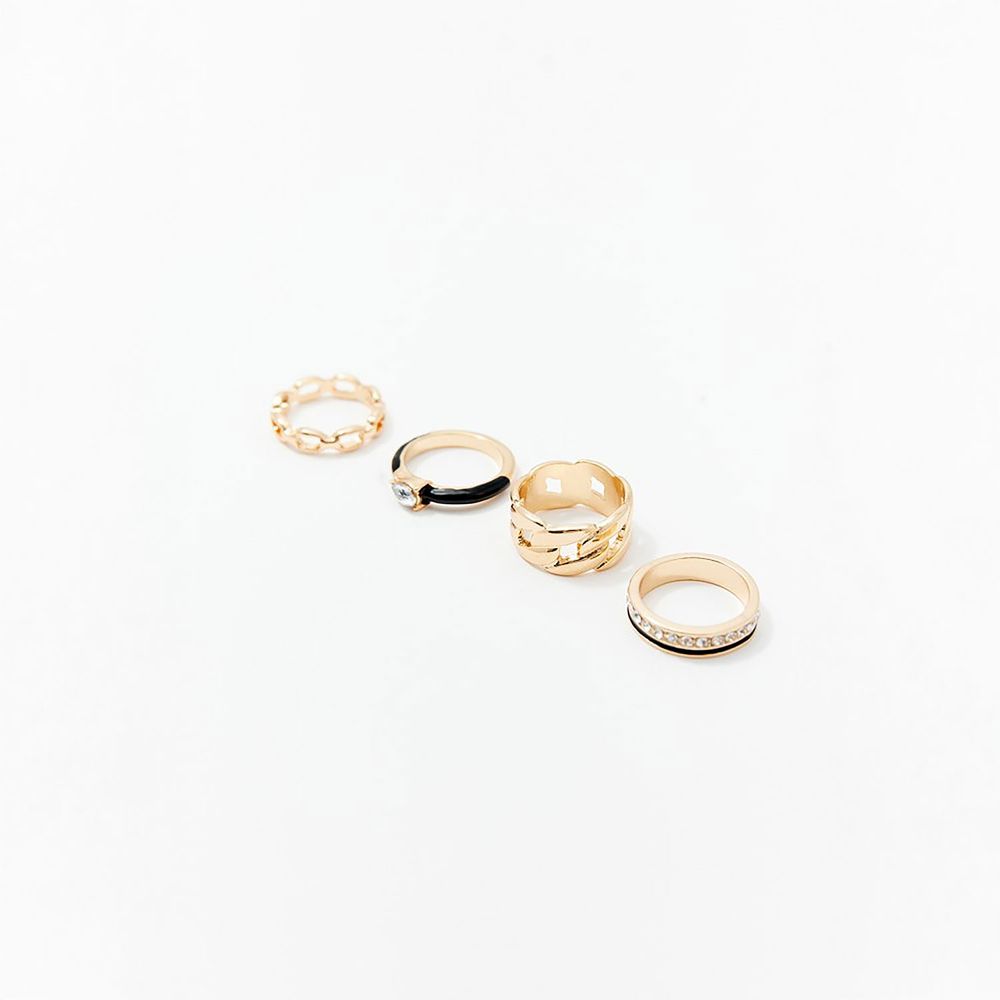 Set de Anillos Sfera Mujer 4 Metal Negro