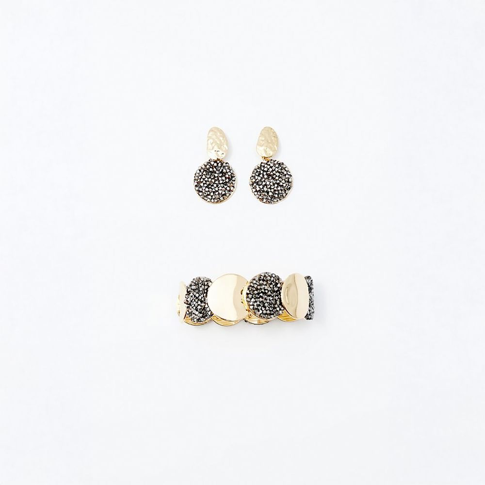 Set de Aretes y Pulsera Sfera Mujer Rounds Oro