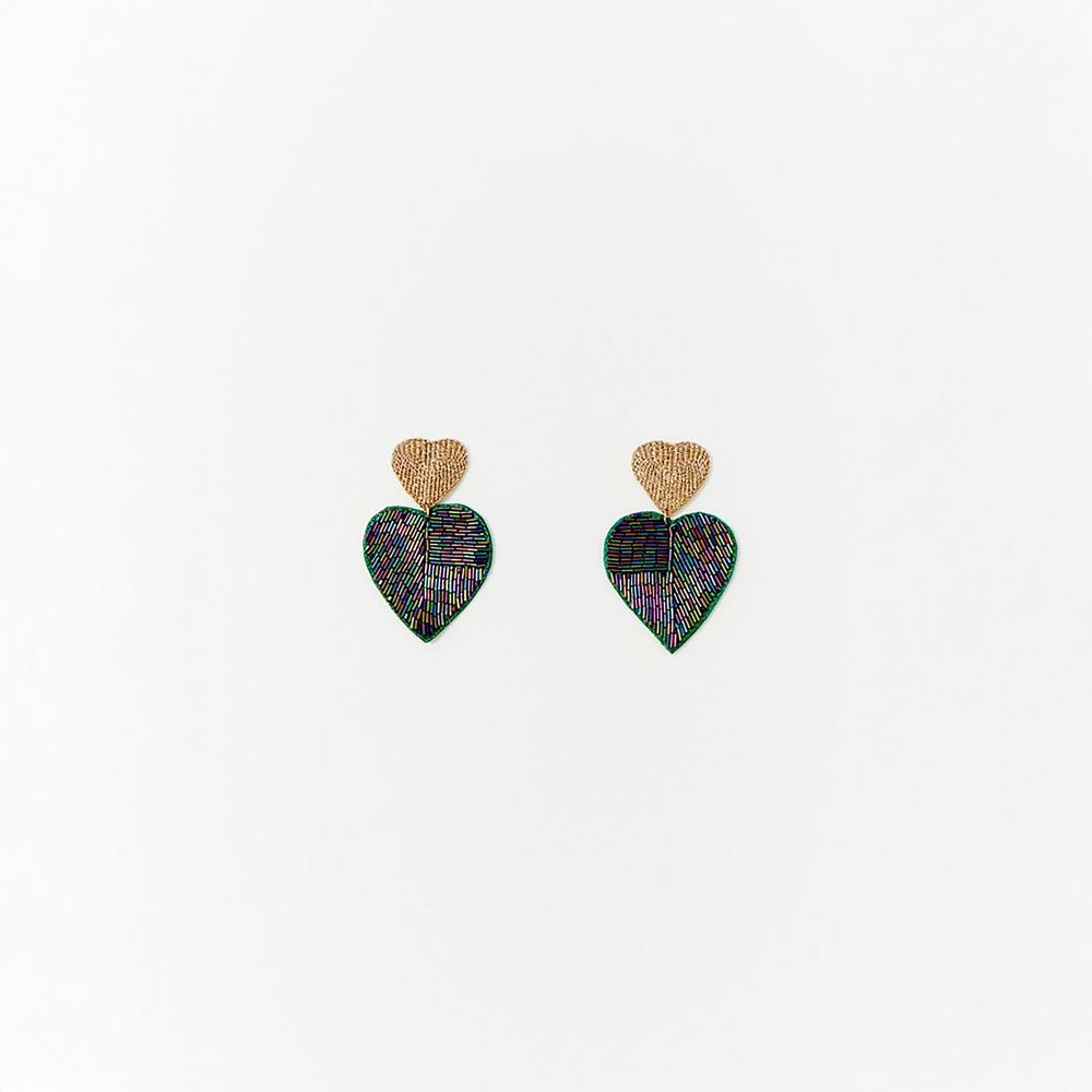 Aretes Sfera Mujer Cuentas Corazones Multicolor