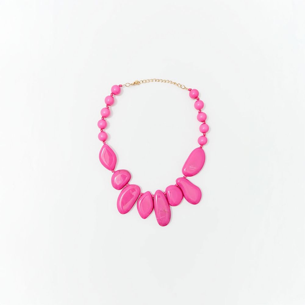 Collar Choker Sfera Mujer Piedras Rosas Rosa