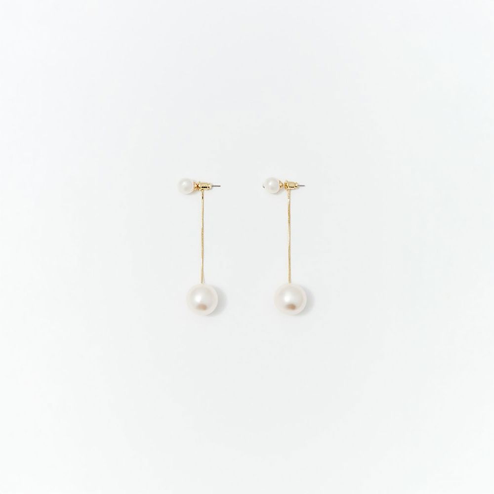 Aretes Sfera Mujer Perlas Bañados Blanco