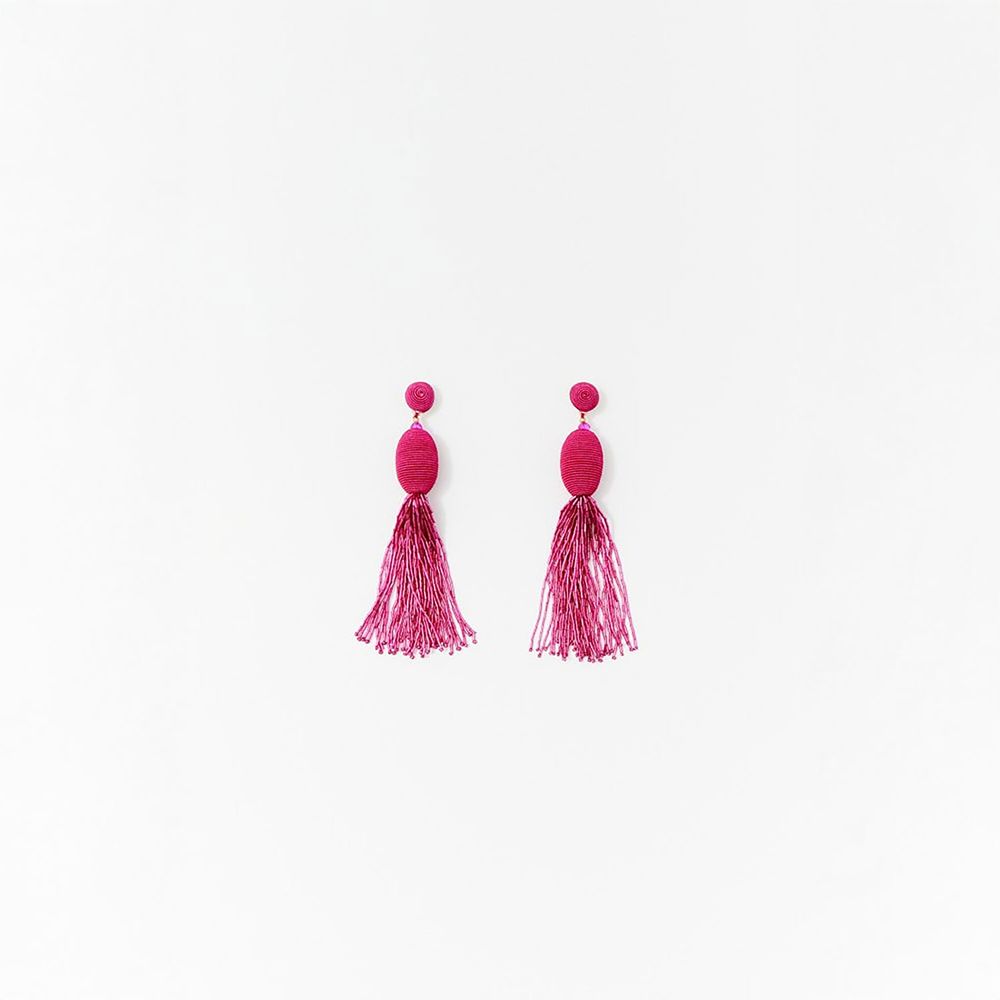 Aretes Sfera Mujer Bolas Flecos Rosa