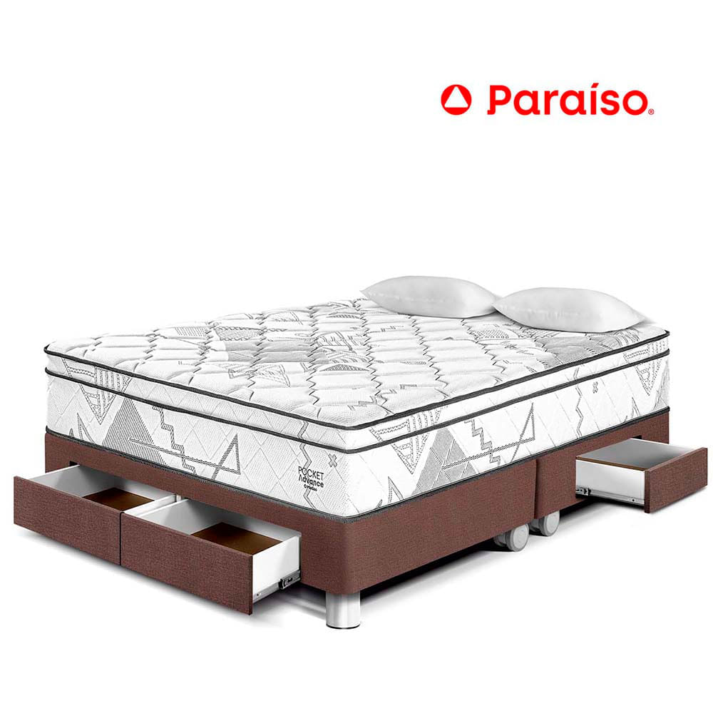 Cama Pocket Advance King Con cajones - Chocolate