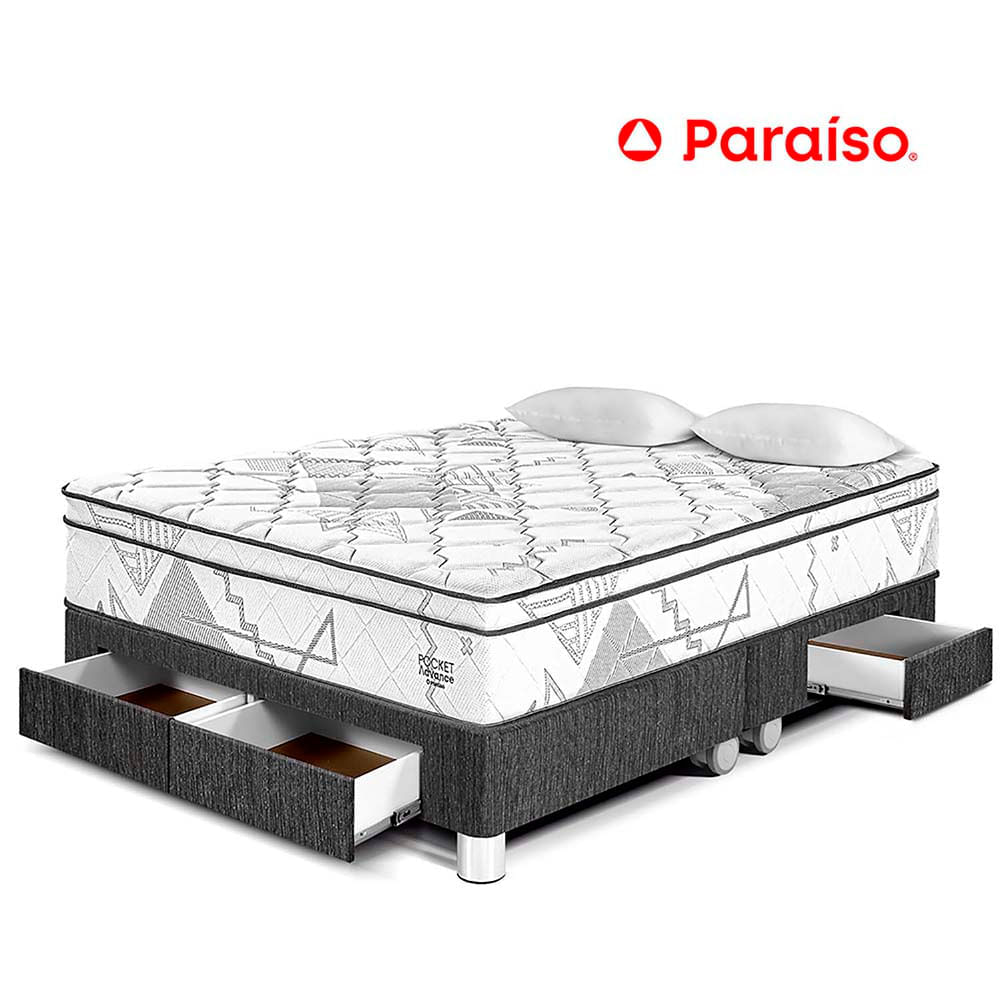 Cama Pocket Advance King Con cajones - Charcoal