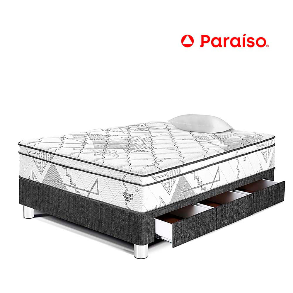 Cama Pocket Advance 1.5 Plazas Con cajones - Charcoal