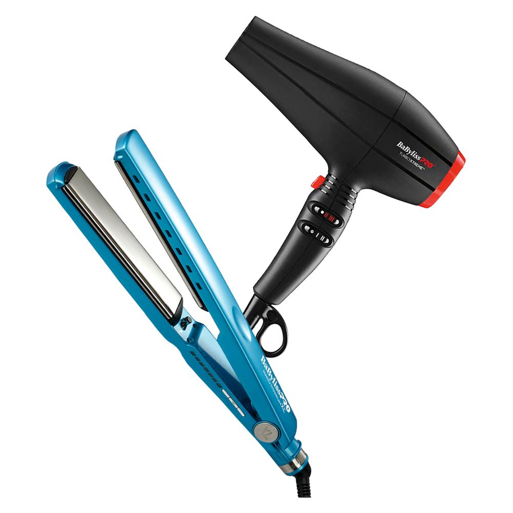 Combo BabylissPRO Alisadora Nano Titanium XL BNT9091TXLPE y Secador Turbo XTREME B9400PE
