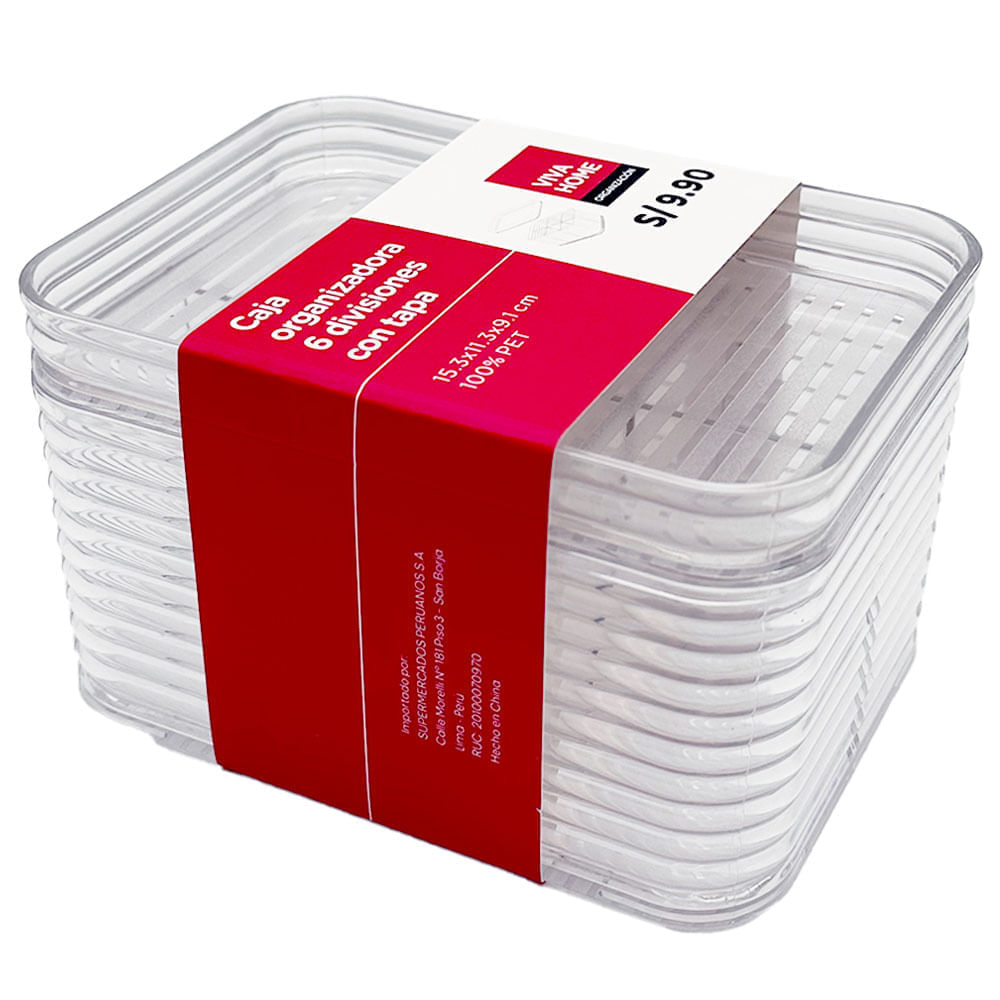 Caja Organizadora VIVA HOME 6Div Con Tapa