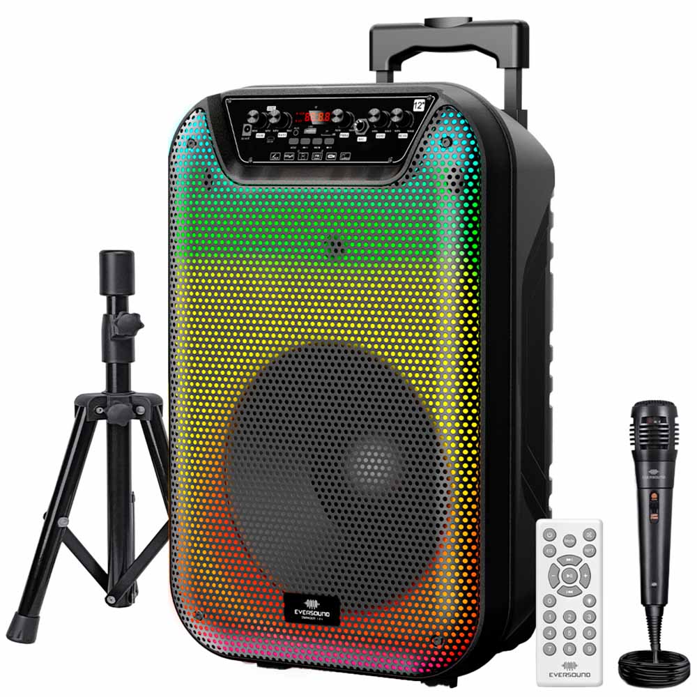 Parlante Trolley EVERSOUND 12"" Luz Flaming + Parante + Micrófono + Control remoto