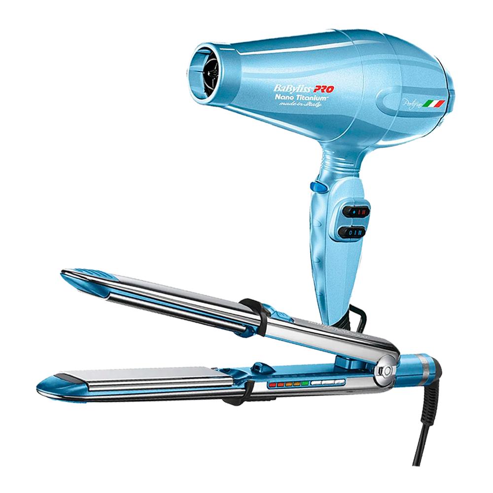 Combo BabylissPro Alisadora Optima 3100 BNT3100TPE y Secador Portofino Azul BNTB6610NPE