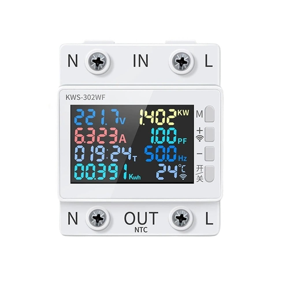Medidor de Energía Inteligente 8 en 1 Para Riel KWS-302L