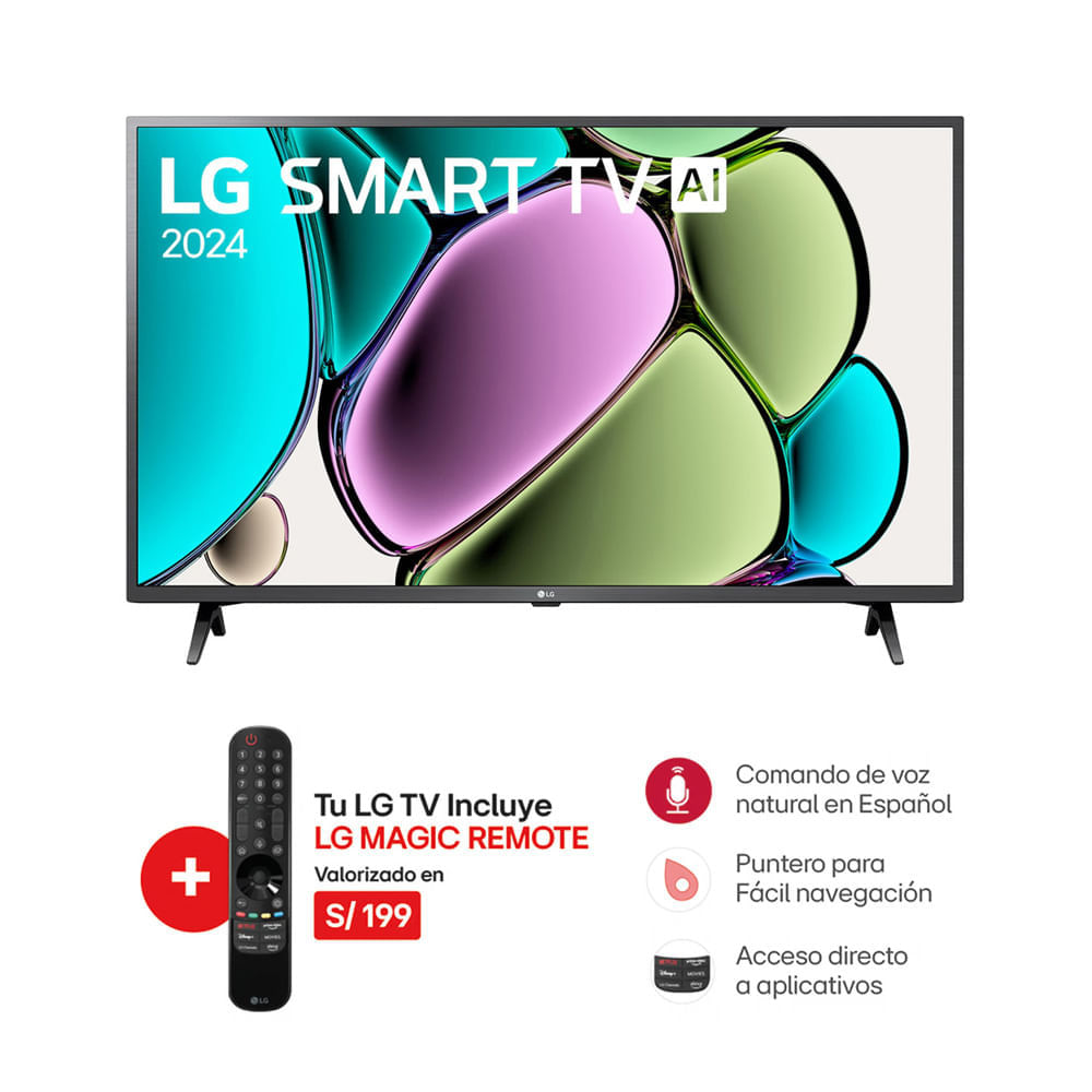 Televisor LG 43"" LED Smart TV Full HD con ThinQ AI 43LR6000PSA + Control Magic