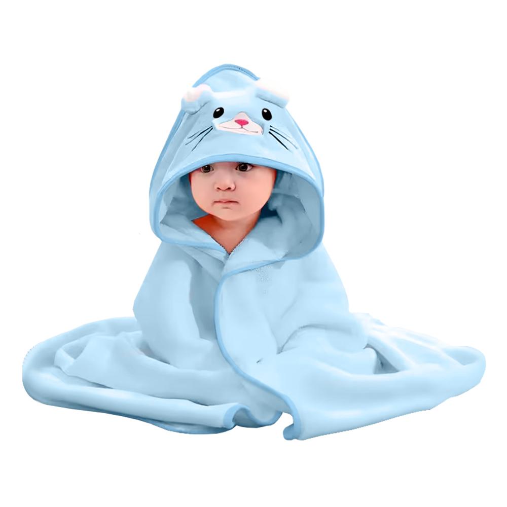 Toalla de Baño para Bebe con Capucha – Suave y Acogedora Celeste