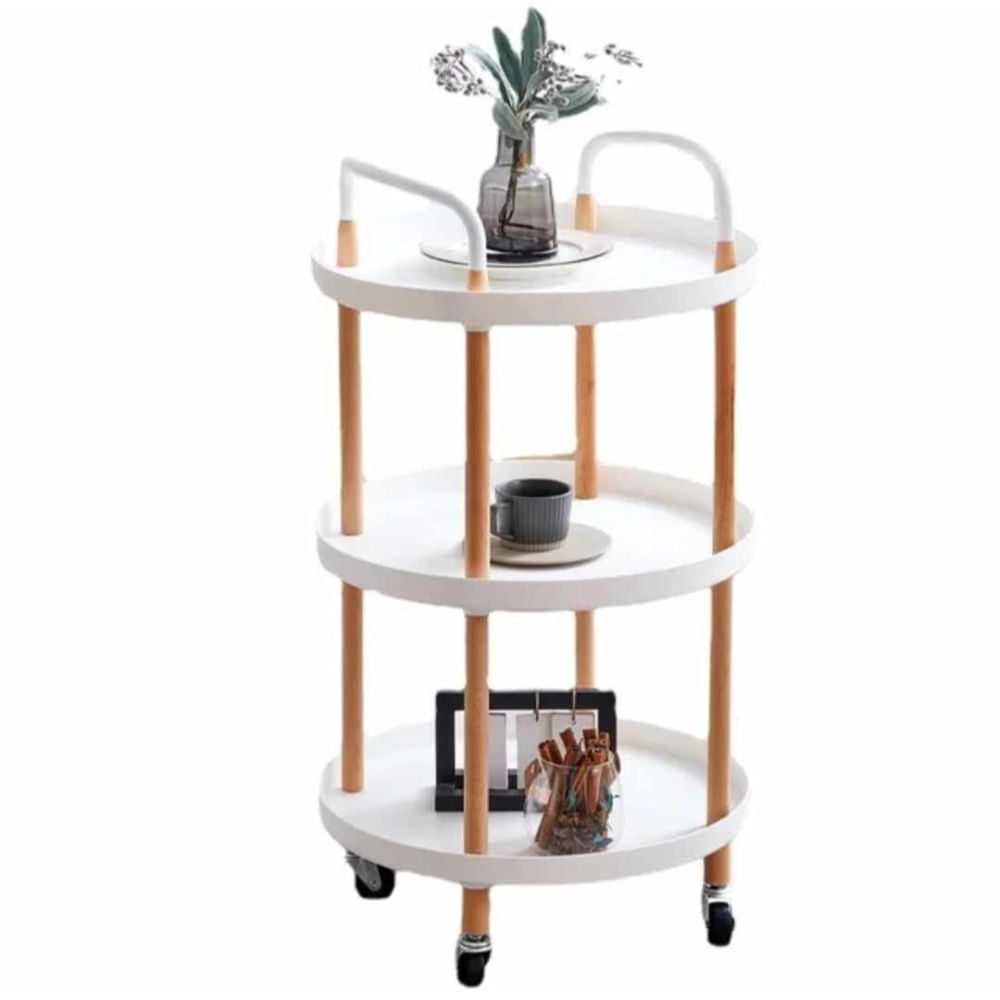 Mesa Auxiliar Rodante Multiusos Elegante de Madera Sala Hogar Oficina Blanco