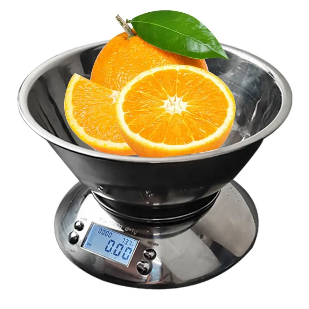 Balanza Digital Gramera 5kg Acero Inoxidable con Temporizador y Termómetro para Cocina