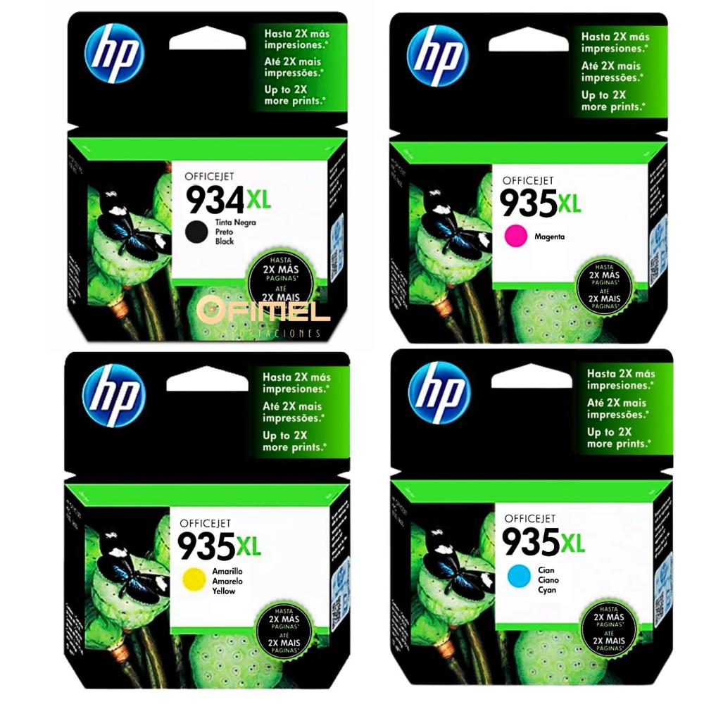 Kit Tinta HP 934XL 935XL Negro Cyan Magenta Amarillo Original