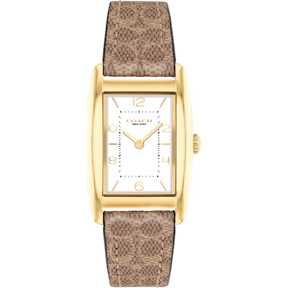 COACH Reloj Reese cuarzo 2H con correa de cuero Resistente al agua 3 ATM-30m | Oro - Marron