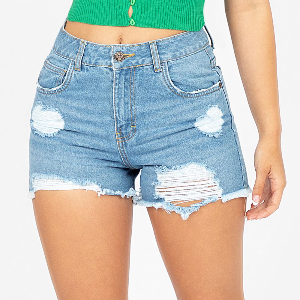 Bermudas Tendencia Bermudas De Jeans De Mujer Short Azul Con